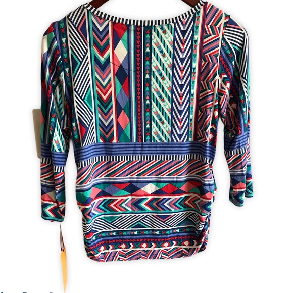 Ruby Rd. Multi Color Shape 3/4 Sleeve Top NWT - Picture 2 of 5